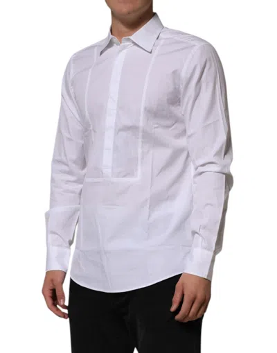 Pre-owned Dolce & Gabbana White Poplin Cotton Formal Men Dress Men's Shirt ()