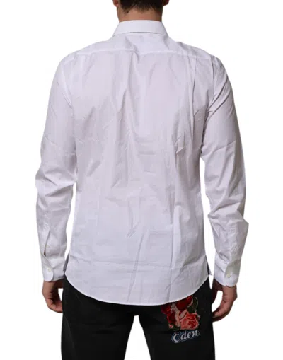 Pre-owned Dolce & Gabbana White Poplin Cotton Formal Men Dress Men's Shirt ()