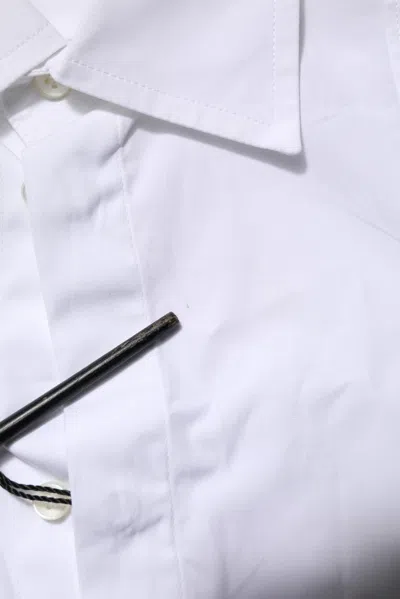 Pre-owned Dolce & Gabbana White Poplin Cotton Formal Men Dress Men's Shirt ()