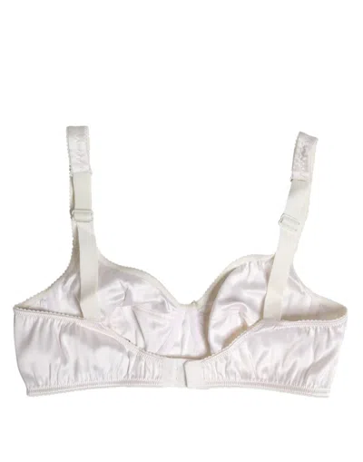 Dolce & Gabbana White Silk Balconette Non Wire Bra Women's Underwear In Gray