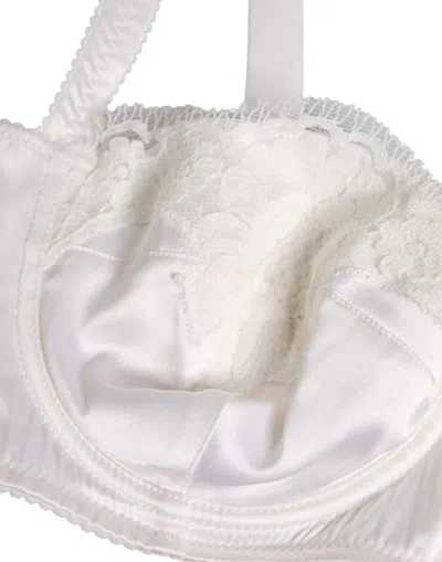 Dolce & Gabbana White Silk Balconette Non Wire Bra Women's Underwear In White