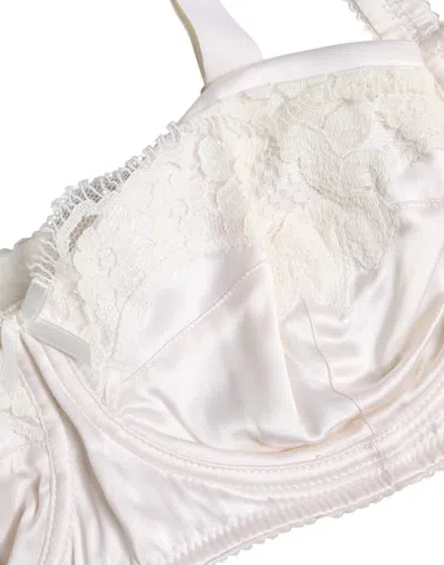 Dolce & Gabbana White Silk Balconette Non Wire Bra Women's Underwear In White
