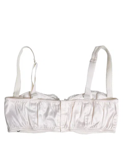 Dolce & Gabbana White Silk Balconette Non Wire Bra Women's Underwear In White