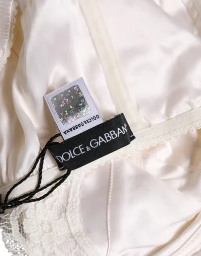 Dolce & Gabbana White Silk Balconette Non Wire Bra Women's Underwear In White