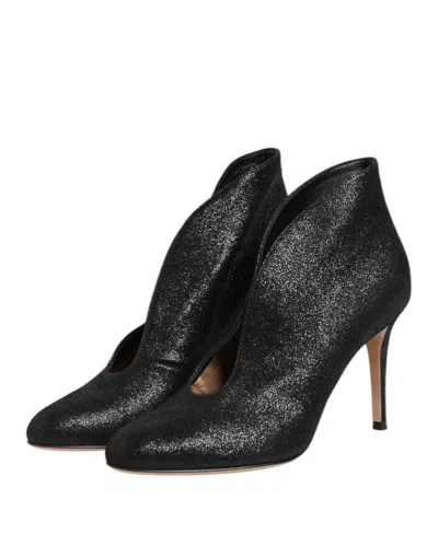 Gianvito Rossi Metallic Black Pump Stiletto Heels Women's Shoes In Black
