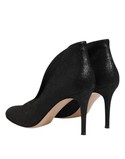 Gianvito Rossi Metallic Black Pump Stiletto Heels Women's Shoes In Black