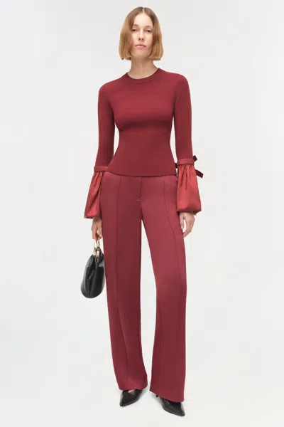 Simkhai Agata Taffeta Knit Top In Oxblood In Red