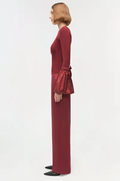 Simkhai Agata Taffeta Knit Top In Oxblood In Red