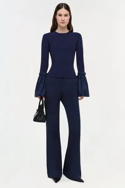 Simkhai Agata Taffeta Knit Top In Midnight In Blue
