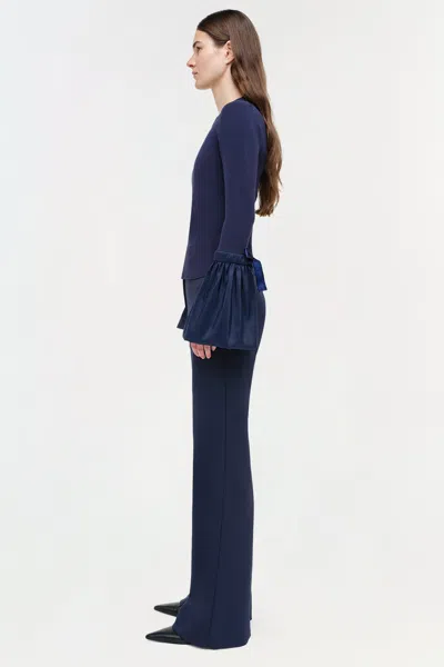 Simkhai Agata Taffeta Knit Top In Midnight In Blue