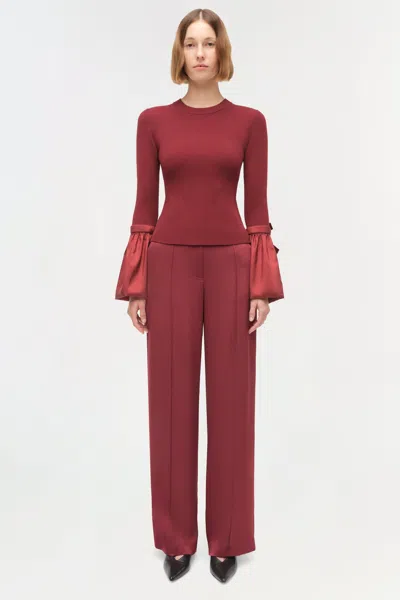 Simkhai Agata Taffeta Knit Top In Oxblood In Red