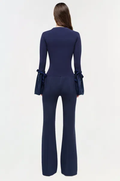 Simkhai Agata Taffeta Knit Top In Midnight In Blue