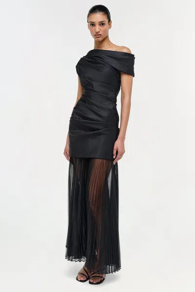 Simkhai Ammalie Taffeta Midi Dress In Black In Black