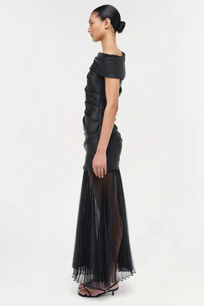 Simkhai Ammalie Taffeta Midi Dress In Black In Black