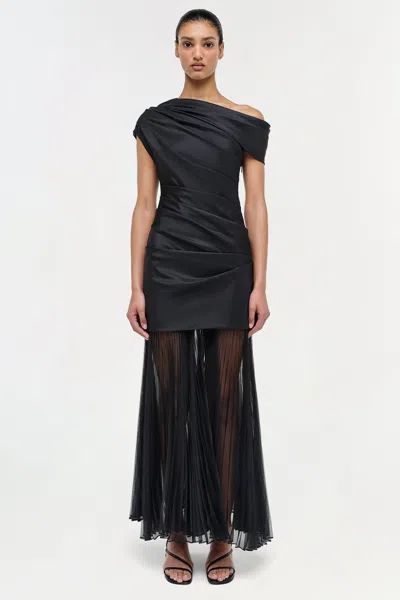 Simkhai Ammalie Taffeta Midi Dress In Black In Black