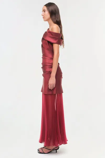 Simkhai Ammalie Taffeta Midi Dress In Oxblood In Burgundy