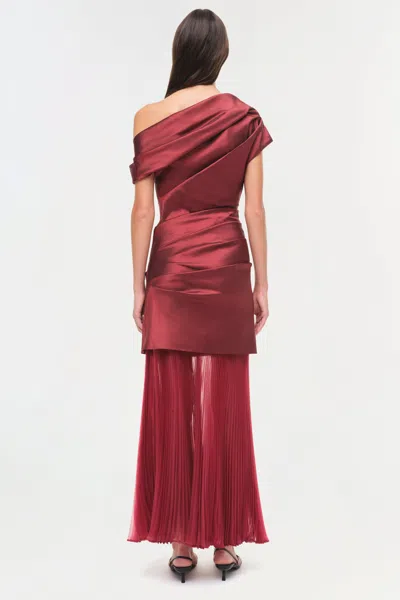 Simkhai Ammalie Taffeta Midi Dress In Oxblood In Burgundy