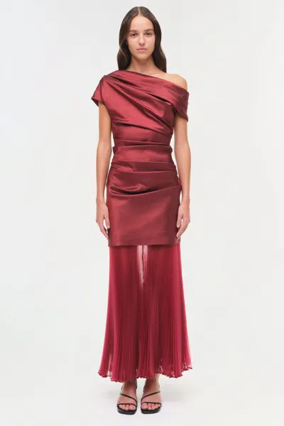 Simkhai Ammalie Taffeta Midi Dress In Oxblood In Burgundy