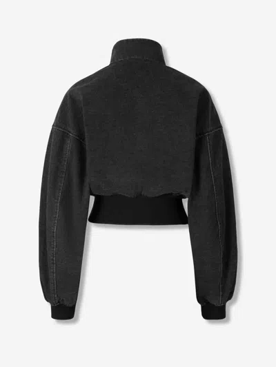Alexander Wang Women Slate Denim Bomber Jacket In Black
