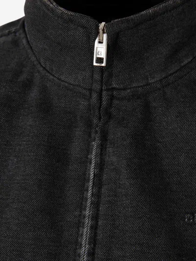 Alexander Wang Women Slate Denim Bomber Jacket In Black