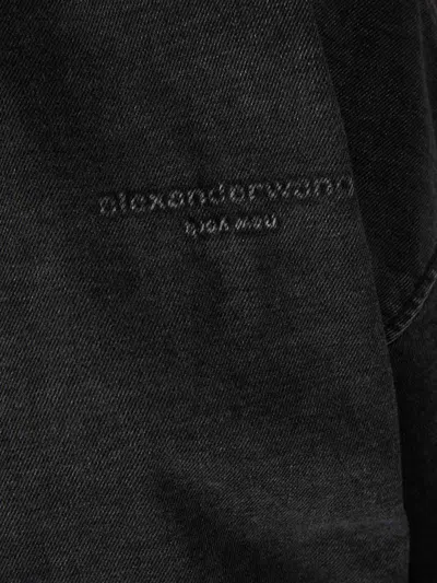 Alexander Wang Women Slate Denim Bomber Jacket In Black