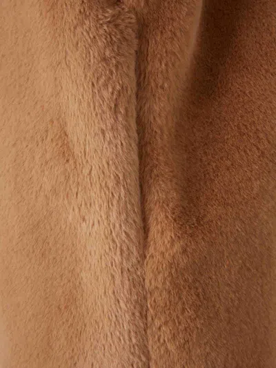 Herno Faux Fur Short Coat With High Collar In Brown