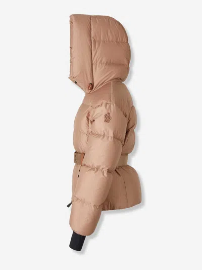 Moncler Nisene Hooded Belted Quilted Ripstop Down Ski Jacket In Pink