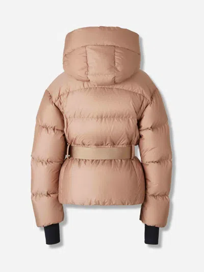 Moncler Nisene Hooded Belted Quilted Ripstop Down Ski Jacket In Pink