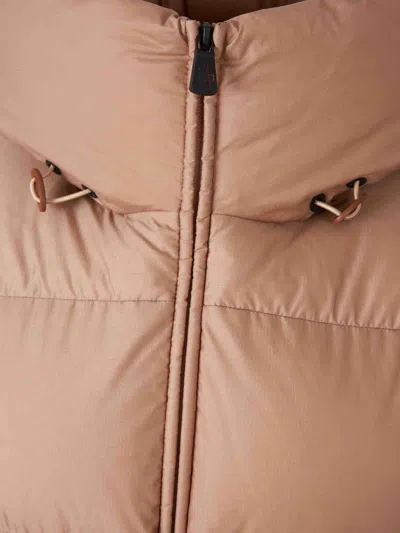 Moncler Nisene Hooded Belted Quilted Ripstop Down Ski Jacket In Pink