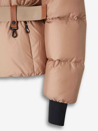 Moncler Nisene Hooded Belted Quilted Ripstop Down Ski Jacket In Pink