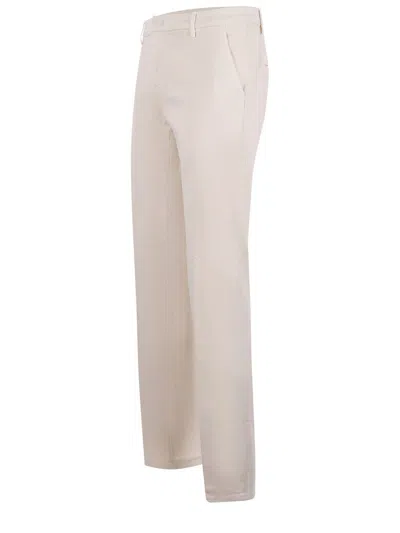 Dondup "spiritissimo" Stretch Gabardine Trousers In Neutral