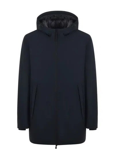 People Of Shibuya Insulated Hooded Casual Jacket With Double-slider Zipper In Black