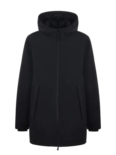 People Of Shibuya Insulated Hooded Casual Jacket With Double-slider Zipper In Black