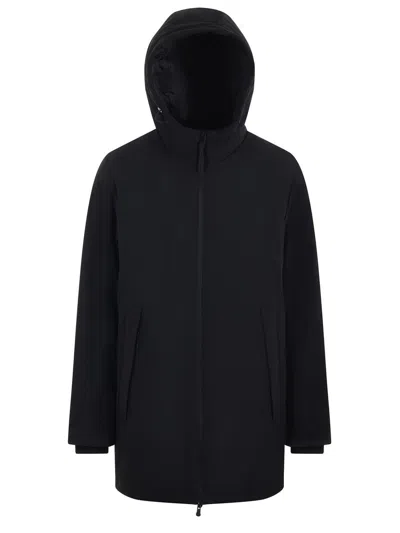People Of Shibuya Insulated Hooded Casual Jacket With Double-slider Zipper In Black