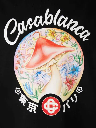 Casablanca Black Crewneck T-shirt With Logo On The Front In Black
