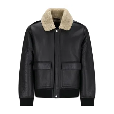 Calvin Klein Relaxed Fit Jacket Shearling Collar In Black