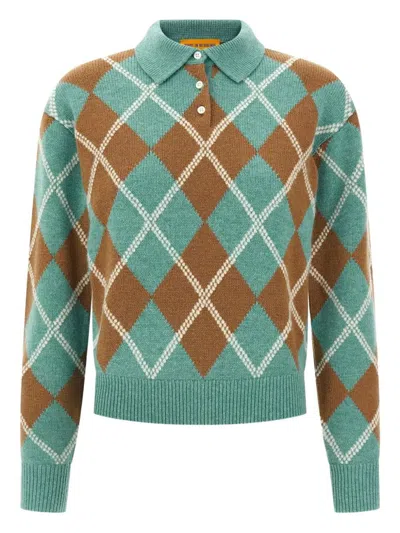 Guest In Residence Argyle-pattern Wool-cashmere Polo Shirt In Green