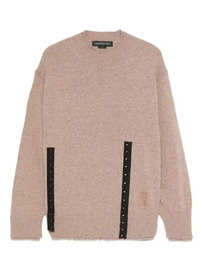 Federico Cina Corset Distressed Crewneck Clothing In Neutral
