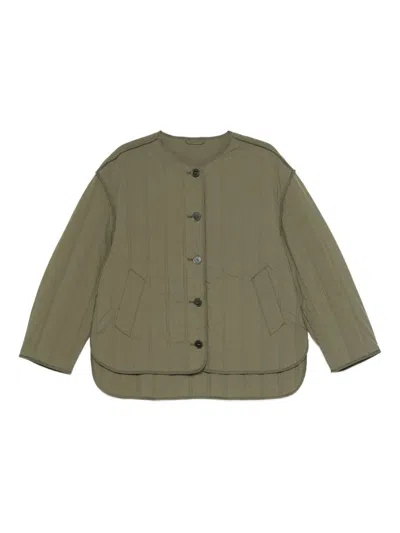 Closed Quilted-pattern Crew-neck Jacket In Green