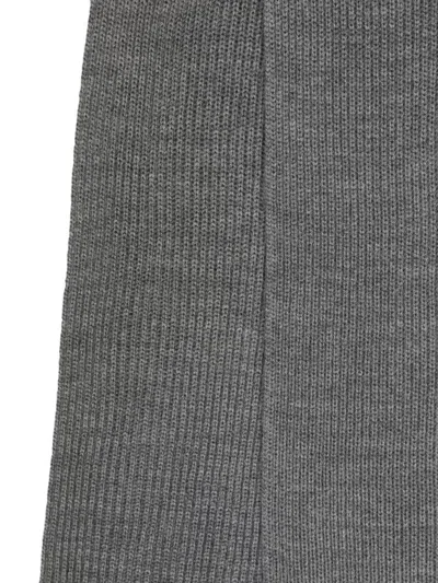 Polo Ralph Lauren Embroidered-logo Ribbed-knit Scarf In Grey