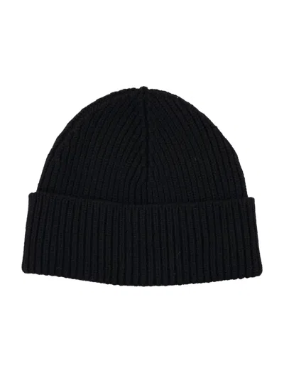 Ami Alexandre Mattiussi Black Beanie With Turn-up Brim And Adc Embroidery On The Front In Wool Man In Black