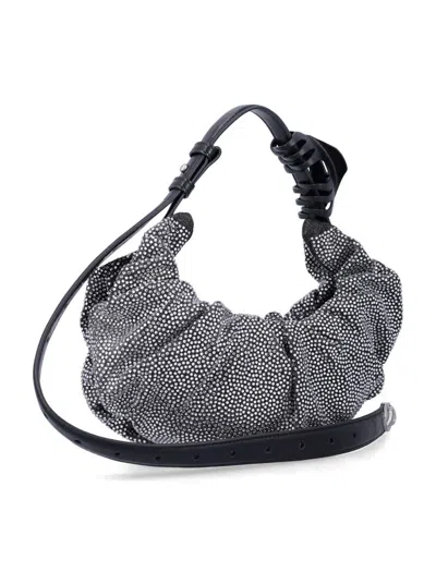 Diesel Small Grab-d Embellished Scrunched Shoulder Bag In Black