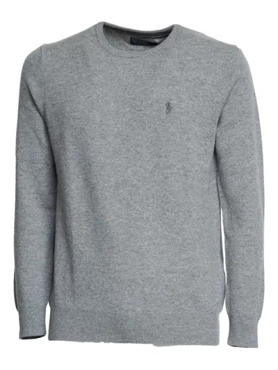 Polo Ralph Lauren Maglia Girocollo In Lana Merino Rws In Gray