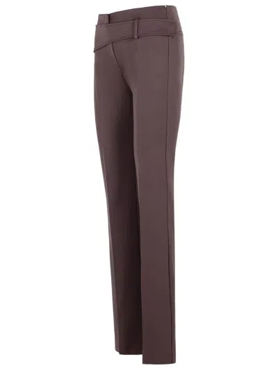 Sportmax Slim Trousers Asymmetric Belt In Brown