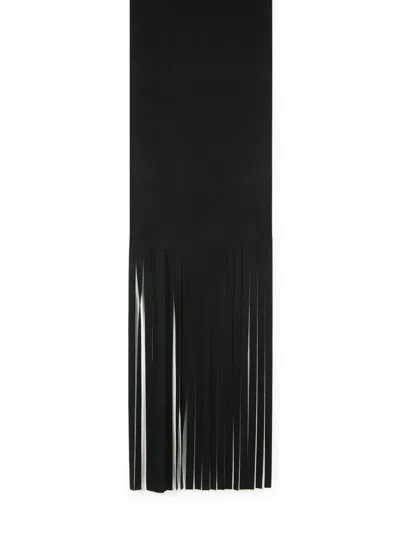 Sportmax Long Scarf With 'avocado' Fringes In Black
