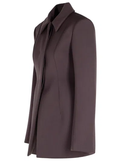 Sportmax Longline Jacket Structured Shoulders In Brown