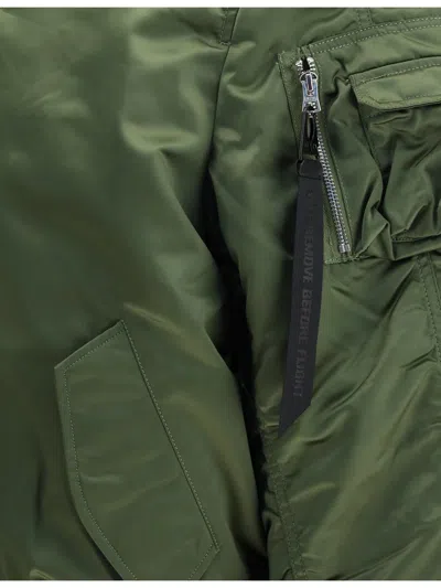 Alpha Industries Ma-1 Vf 59 Long Bomber Jacket Dark Green Nylon Bomber Jacket In Green