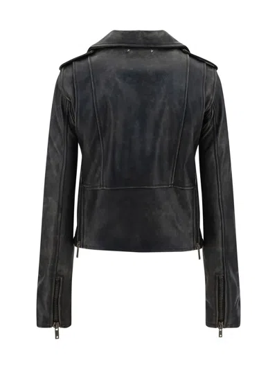 Golden Goose Deluxe Brand Cracked Effect Leather Biker Jacket In Black