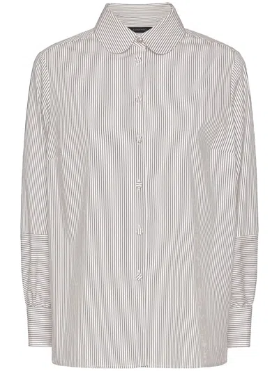 Elena Miro' Striped Round-collar Shirt In Gray