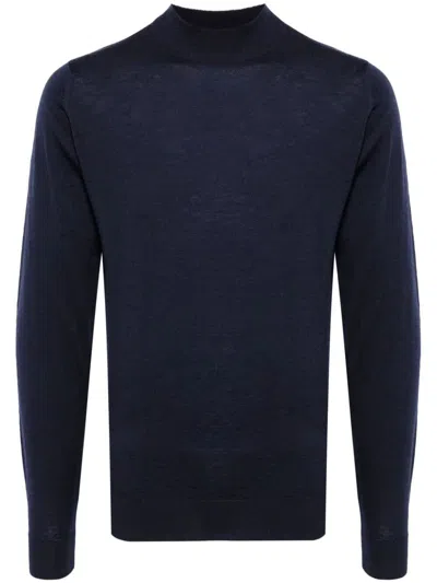 John Smedley Extra Fine Merino Wool Turtle Neck Sweater Clothing In Blue